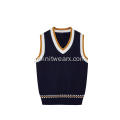 Boy's Knitted Contrast Top Barcode Hem School Vest